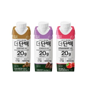 빙그레 더단백드링크 250mL 커피맛1+초코1+딸기맛1 /단백질보충음료/우유/무배, 1세트