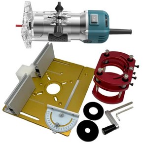 트리머가이드 라우터 리프트 시스템 및 알루미늄 테이블 삽입 플레이트 전기 트리머 목재 조각 슬로팅 머신 6 단 800W, 04 110V US Plug Machine, 1개
