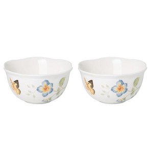 레녹스 버터플라이 메도우 6 피스 Tidbit 플레이트 세트 1.38kg(3.05 파운드) 멀티 컬러, Desset Bowls, Set of 2