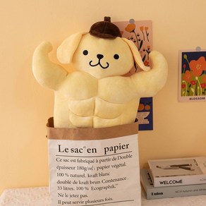 산리오 폼폼푸린 근육 대형 인형 60cm 80cm, 58cm 복근 4팩, 폼폼푸린 근육인형, 1개