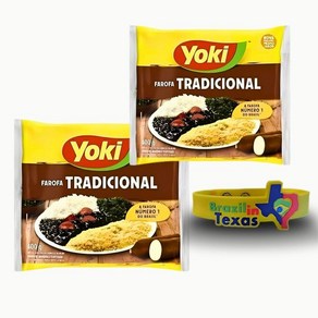 파로파 템페라다 전통 브라이라 요키 400g  팩 2x400g 브라질 양념 카사바 + 실리콘 팔찌 기념품 텍사스 번들, 파로파 템페라다 전통 브라이라 요키 400g  팩 2, 2개