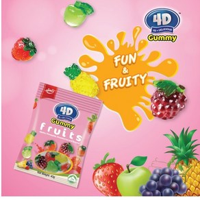 말레이시아 아모스 4D 구미 젤리 과일 AMOS 4D Gummy Jelly, 72g, 4개