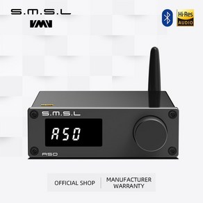 SMSL-A50 스테레오 파워 앰프 TPA3116 블루투스 5.0 100Wx2 RCA 리모콘 패시브 스피커 포함, 01 SMSL A50-B