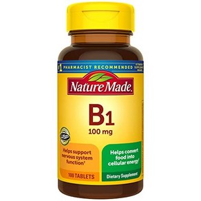 Nature Made Vitamin B-1 100 mg Tablets - 100 ct Pack of 2 네이처 메이드 비타민 B-1 100mg 정제 - 100ct 2팩