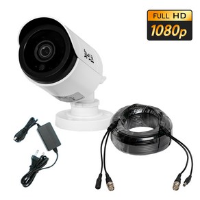 화인츠 200만화소 CCTV 카메라+케이블 패키지+전원 실외 뷸렛 카메라 주차장 매장 적외선 FAC-EQS5320 AHD용 케이블 2A 어댑터, 30m, 1개