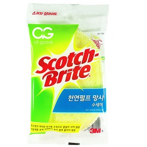 3M 스카치브라이트 천연펄프 망사 수세미 타원형 랜덤발송, 1개입, 1개