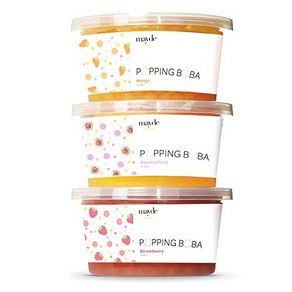 Mayde Busting Popping Boba Peals Stawbey Ma Mayde Busting Popping Boba 진주 딸기 망고 패션프루트 - 3, 3개, 490g