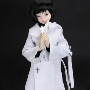 돌모아 구체관절인형의상 56cm 60cm SD13 하양 수도자 후드 코트 SD - Tust Long Coat (White), 화이트, 1개