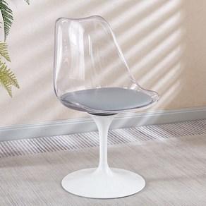 놀의자 knoll 놀체어 튤립암체어 암리스체어 사리넨 식탁의자 아크릴 고급형 2type, 화이트 쉘 그레이 패드, 1개