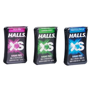 HALLS 호올스 XS 멘톨 사탕 졸음방지 미니 캔디 12개 교차가능, 후르츠믹스6+레몬민트6개, 15g