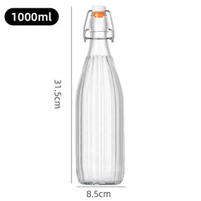 유리물병 서진이네 뚜껑있는 유리병 500ml, 1000ml 수직링, 1개