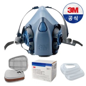 3M 방독면 정품 인증 작업별 구성, 2 3M 7502 반면형 방독마스크 M, 4 스프레이 페인트 도색 에폭시 작업 필터 구성, 1개