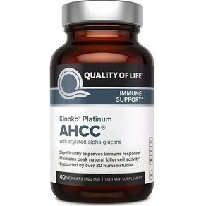 키노코 플래티넘 Quality Of Life AHCC 750mg 60채식캡슐 222956, 1개, 60정