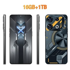 글로벌 VER GT10 프로 5G 스마트폰 데카 코어 16GB + 1TB 7.3 인치 NFC 안드로이드 13 휴대폰 8800mAh 배터리 페이스 1D, Black 16GB 1TB, 1개