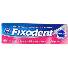 Fixodent Dentue Adhesive Ceam Oiginal Stong Fixodent 틀니 접착 크림 오리지널 강력하고 오래 고정됨 - 0.75 Oz by, 1개