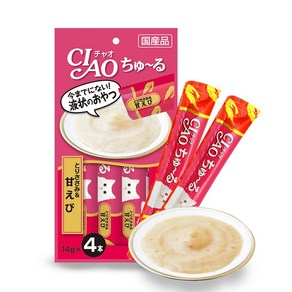 이나바 고양이 챠오츄르 간식, 10개, 혼합맛(닭가슴살+새우), 56g