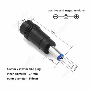 노트북용 DC 플러그 커넥터 어댑터 잭 패널 마운트 터미널 컨버터 5.5x2.1mm 암5.5x2.5mm, Female to Male 2, 1Pcs, 1개