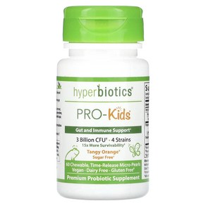 Hypebiotics PRO- 무설탕 톡 쏘는 오렌지 30억 CFU 작은 진주 모양 60 츄어블, 60정, 1개