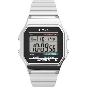 Timex 남성용 클래식 디지털 확장 밴드 손목시계 실버톤 스테인리스 스틸 T78587