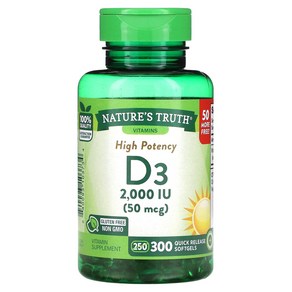 High Potency Vitamin D3 50 mcg 2000 IU 300 소프트젤, 1개, 300정