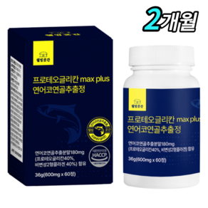 [최적배합] 프로테오글리칸 100% 연어코연골 추출물 HACCP 식약처 600mg 보스웰리아 우슬 상어연골 프리테오글리칸 웰빙곳간, 60정, 1개