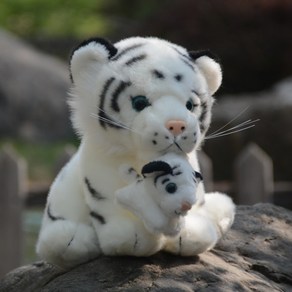 봉제인형 백호랑이 아기 호랑이 백호 황호 자식품은 엄마 애착 귀여운 인형 미니 작은, 갈색, 25cm, 1개