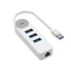 베이식스 4in1 USB3.0 허브 + 기가비트 랜젠더 RJ45 노트북 인터넷 젠더 컨버터 연결단자C타입, BL4RA-N1(화이트), 1개