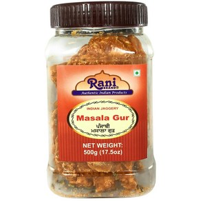 Rani Masala Gu (Jaggey) Indian Unefined Raw Can Rani Masala Gu(Jaggey) 인도 비정제 원시 지팡이 설탕 17.5oz(, 17.5 Ounce (1.1 Pound) 500g, 500g, 1개