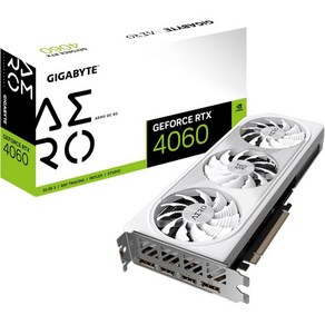 기가바이트 지포스 RTX 4060 AERO OC 8G 그래픽 카드 윈드포스 팬 3배 8GB 128비트 GDDR6 GV N4060 8GD 비디오, 1개