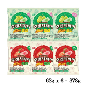 해태 후렌치파이 미니 젤리 딸기 3 샤인머스캣 3 (총6) 과일맛젤리, 1개, 378g