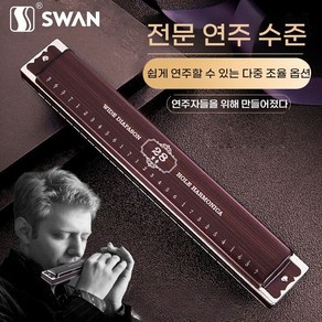 독일 수입 아너 HOHNER 24홀 C조 복음 하모니카 피부친화적 스테인리스 덮개 전기도금 전문 연주급, 실버커버, 1개