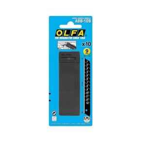 올파 ABB-10B 소형 커터날 9mm 컷터칼날 칼날 검정날 고급칼날 OLFA, 1개