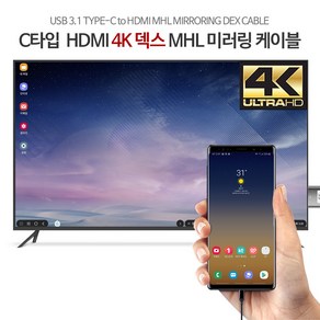 펜타그램 C타입 to HDMI 스마트폰 TV 모니터연결 MHL 미러링 케이블 2M 3M, 비충전:2M_레드+블랙, 1개