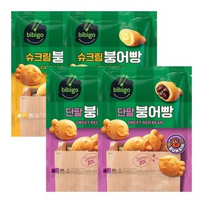 비비고 슈크림붕어빵 2+단팥 붕어빵 2, 단품, 300g