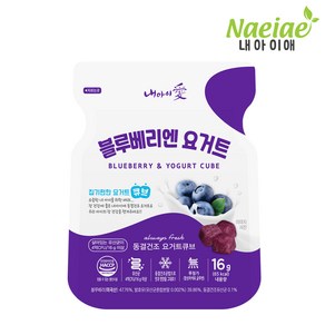 [내아이애] 아이과자 간식 동결건조 과일&요거트, 블루베리, 1개, 16g