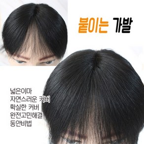 남자 앞머리가발 헤어라인커버 넓은이마커버, 중사이즈-2cm, 1개