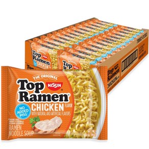 Nissin Top Ramen Noodle Soup Chicken 3 Ounce (Pack of 24) 닛신 탑 라면 누들 수프 닭고기 3온스(24팩), Chicken_3 Ounce (Pack of 24), 1개