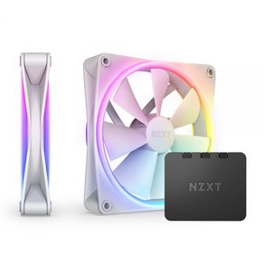 NZXT F120 RGB 듀오 트리플 팩 컨트롤러 포함 3 x 120mm 양면 팬 개별 주소 지정 가능한 LED 20개 균형 잡힌 공기 흐름 및 정압 유체 동적 베어링 PWM, White, 140mm White, RGB Duo, White, 1개