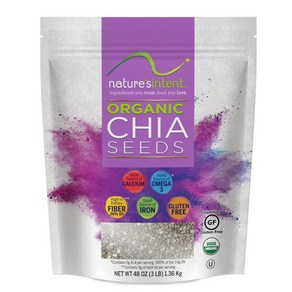 네이처스 인텐트 오가닉 치아씨드 1.36 kg 1 개 / Natue's Intent Oganic Chia Seeds Exp. 2025/05, 1개, 1.36kg