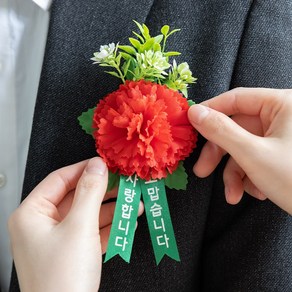 감사 카네이션 코사지 [벌크] 조화 꽃 어버이날 스승의날 감사 선물, 단색, 1개