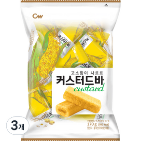 청우식품 커스터드바, 340g, 3개