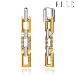 [엘르주얼리] Uban 14K 롱 드롭 콤비 원터치 귀걸이 (gold pin) ELGPEE400