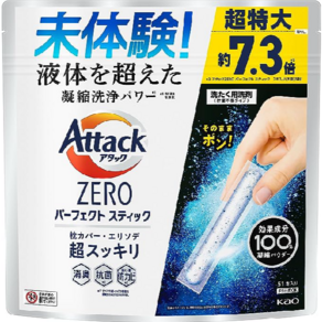 일본 카오 Attack Zeo 액체를 초월한 응축 퍼펙트 스틱 51 세탁 세제 그린향 스플래시그린향, 51ml, 51개입, 51개