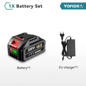 Yofida 무선 전기 체인톱 드릴용 충전식 리튬 이온 배터리 전기 렌치 송풍기 도구 18V 15000mAh 22500mAh, 4) 1X388VF-1 Chage - EU, 1개