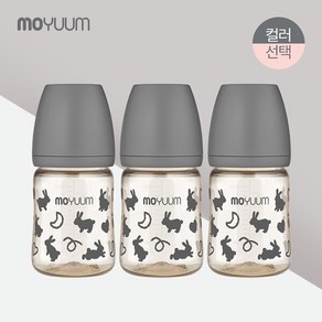 [모윰] PPSU 올인원 젖병 170ml 트리플팩(래빗 에디션), 젖병:블랙, 컬러:블랙, 3개