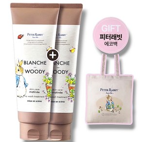 미쟝센 스킨케어 퍼퓸 노 워시 트리트먼트 블랑쉬앤우디 250ml x 2개 + 피터래빗 에코백