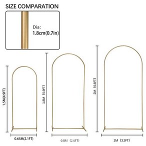 아치프레임 아치스탠드 웨딩 배경 풍선 생일 파티용 금속 결혼식 장식 문짝 골드 1 개, 5) 1.6x3.9Ft - 1pc, 1개