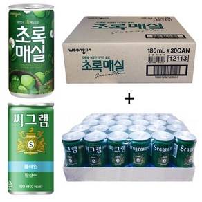 초록매실 180ml(30캔) + 씨그램 190ml(30캔) 60캔, 60개, 180ml