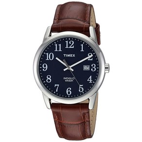 Timex Easy Reade 38mm 가죽 스트랩 시계 블랙/실버 톤/화이트