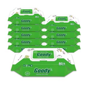 청소엔구띠 살균되는 세정 물티슈 캡형 80매, 10개